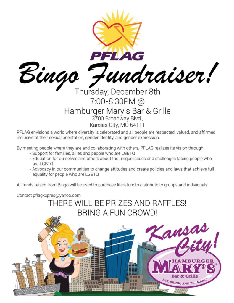 PFLAG Bingo Fundraiser flier